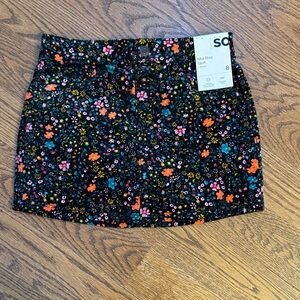 SO Vibrant Floral Mini Skirt - Black and Multicolor
